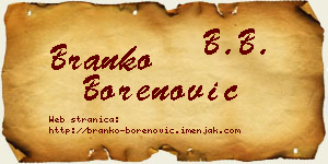 Branko Borenović vizit kartica